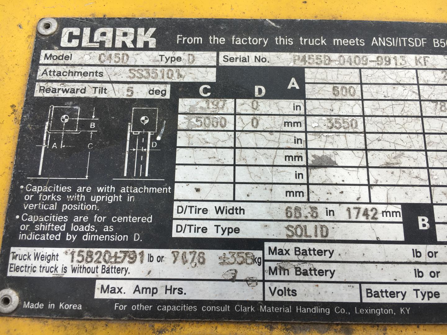 MONTACARGAS CLARK C45D